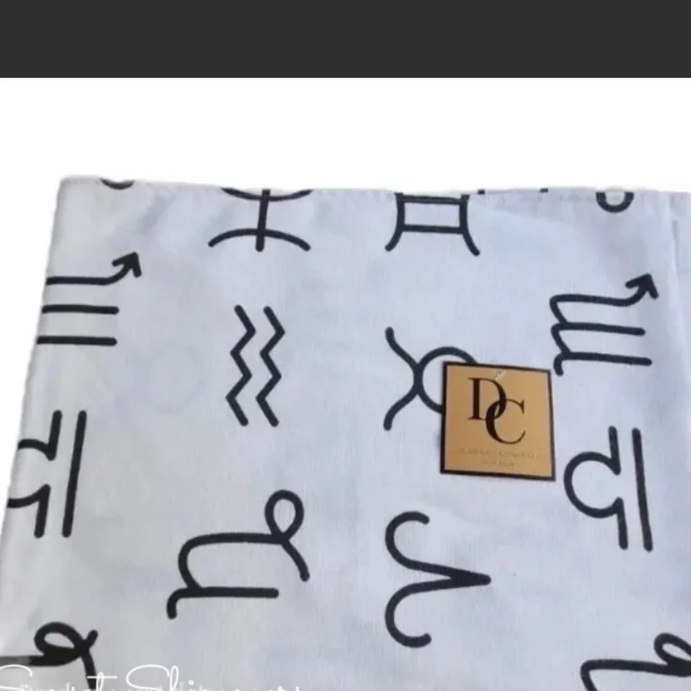 6PC Deborah Connolly Astrology Zodiac Sign Black & White Bath Hand Tip Towel Set